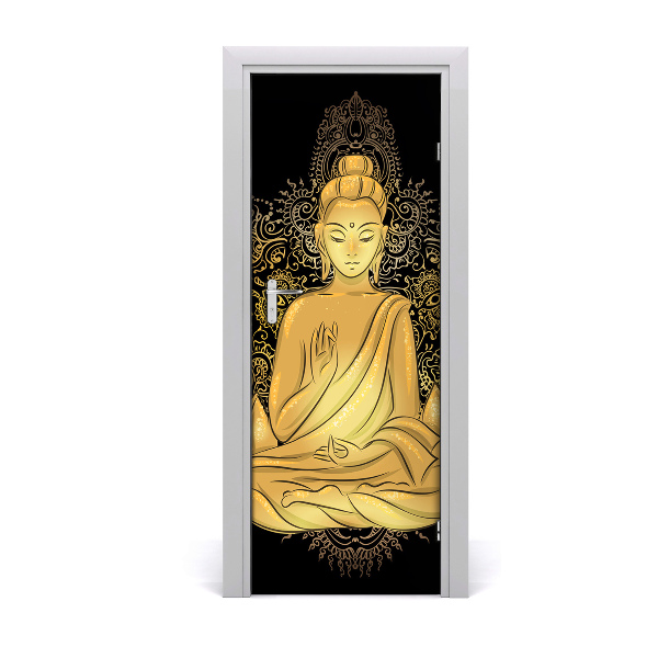 Naklejka samoprzylepna na drzwi Budda i mandala