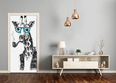 Naklejka samoprzylepna na drzwi Żyrafy w okularach