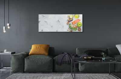 Obraz akrylowy Łosoś oliwa jabłko orzechy