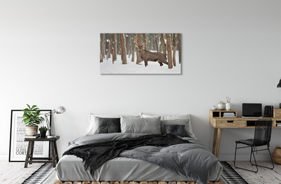 Obraz na płótnie Jeleń zima las