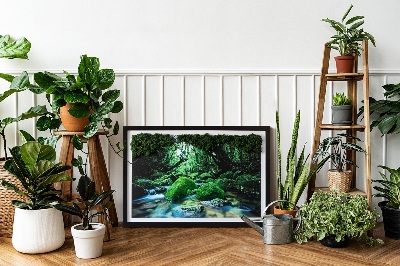 Obraz z mchu Rzeka w środku lasu