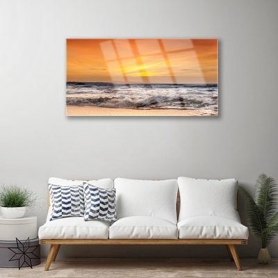 Obraz Szklany Morze Słońce Fale Krajobraz