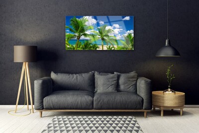 Obraz Szklany Morze Palma Drzewa Krajobraz