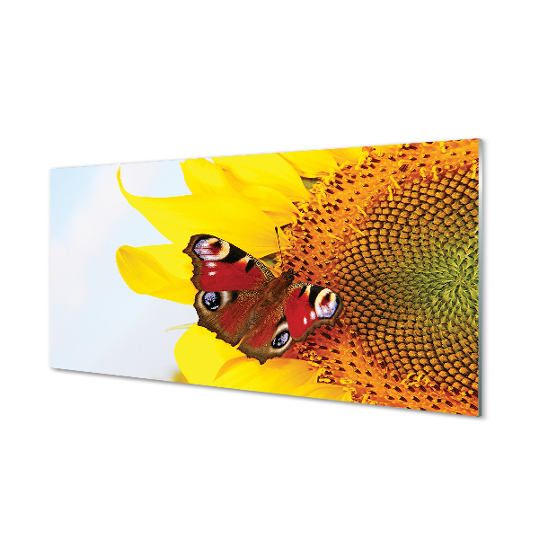 Panel Szklany Słonecznik motyl
