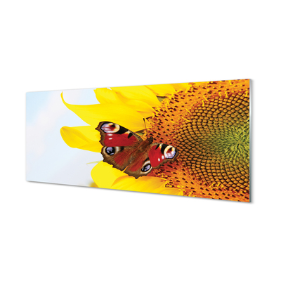 Panel Szklany Słonecznik motyl
