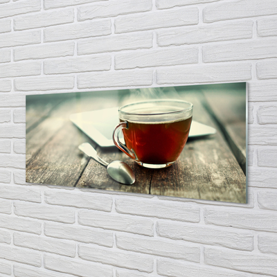 Szklany Panel Ciepła herbata łyżeczka