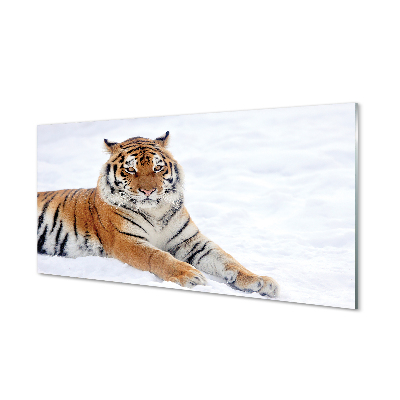 Szklany Panel Tygrys zima śnieg