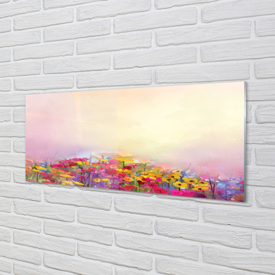 Szklany Panel Obraz kwiaty niebo