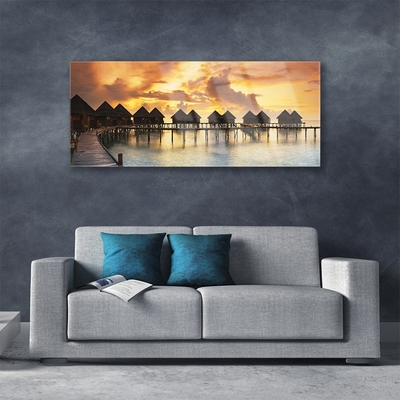 Obraz Akrylowy Morze Niebo Wakacje Domki