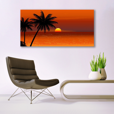 Obraz Akrylowy Palma Morze Słońce Krajobraz
