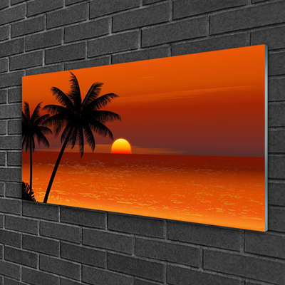 Obraz Akrylowy Palma Morze Słońce Krajobraz