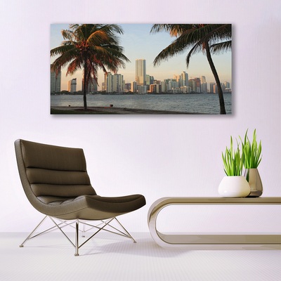 Obraz Akrylowy Palmy Tropiki Miasto Morze