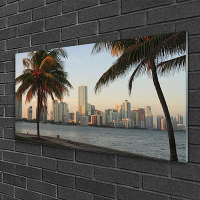 Obraz Akrylowy Palmy Tropiki Miasto Morze