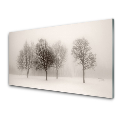 Panel Szklany Śnieg Drzewa Krajobraz