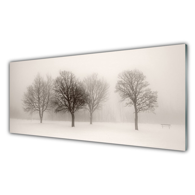 Panel Szklany Śnieg Drzewa Krajobraz
