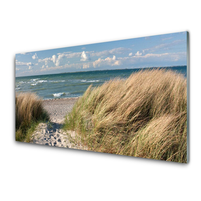 Panel Szklany Plaża Morze Trawa Krajobraz