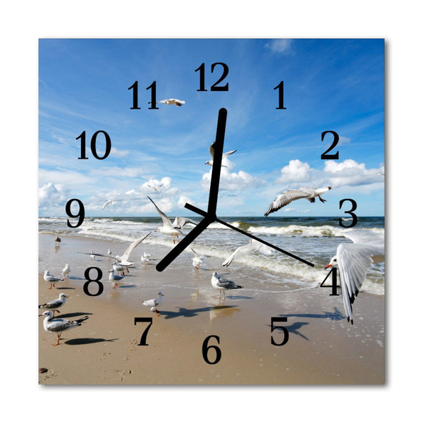 Zegar ścienny kwadrat Mewy Plażowe