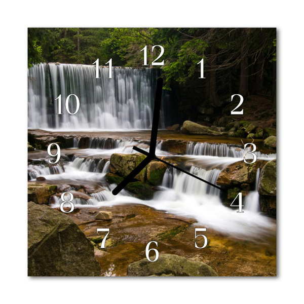 Zegar szklany kwadratowy Wodospady