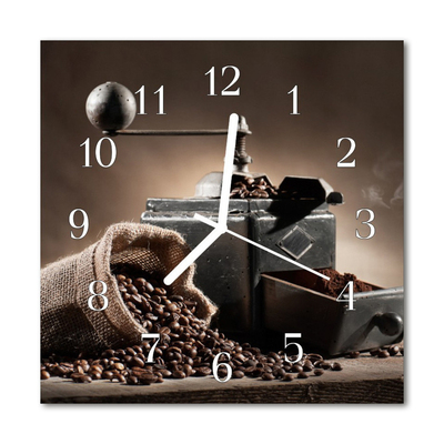 Zegar szklany kwadratowy Kawa filiżanka