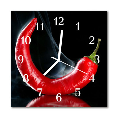 Zegar szklany kwadratowy Papryka chili