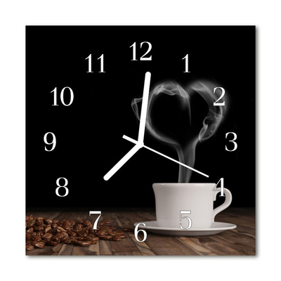 Zegar szklany kwadratowy Kawa