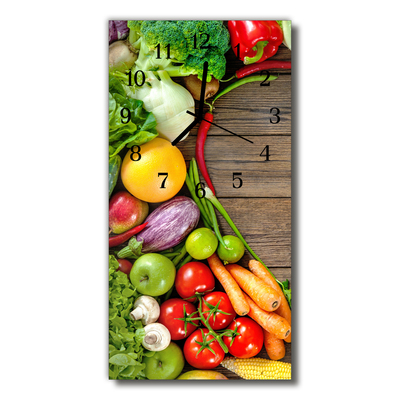 Zegar Szklany Pionowy Kuchnia Warzywa drewno kolorowy