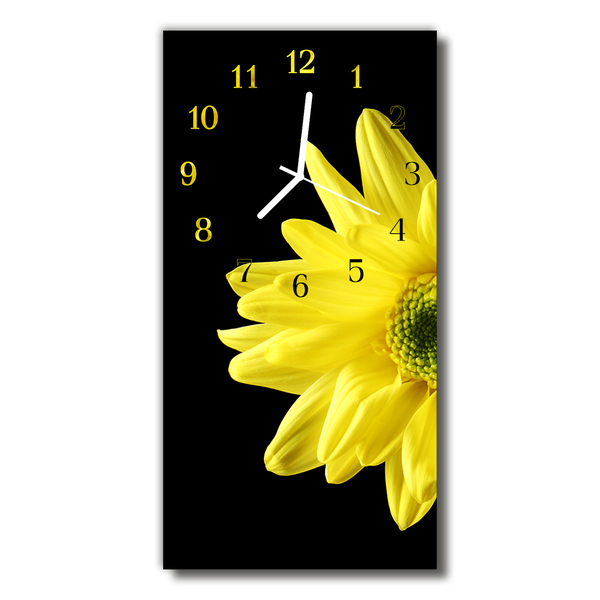Zegar Szklany Pionowy Kwiaty Natura płatki żółty