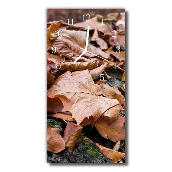 Zegar Szklany Pionowy Natura Liście jesień brązowy