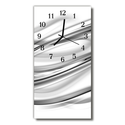 Zegar Szklany Pionowy Abstrakcja grafika linie biały