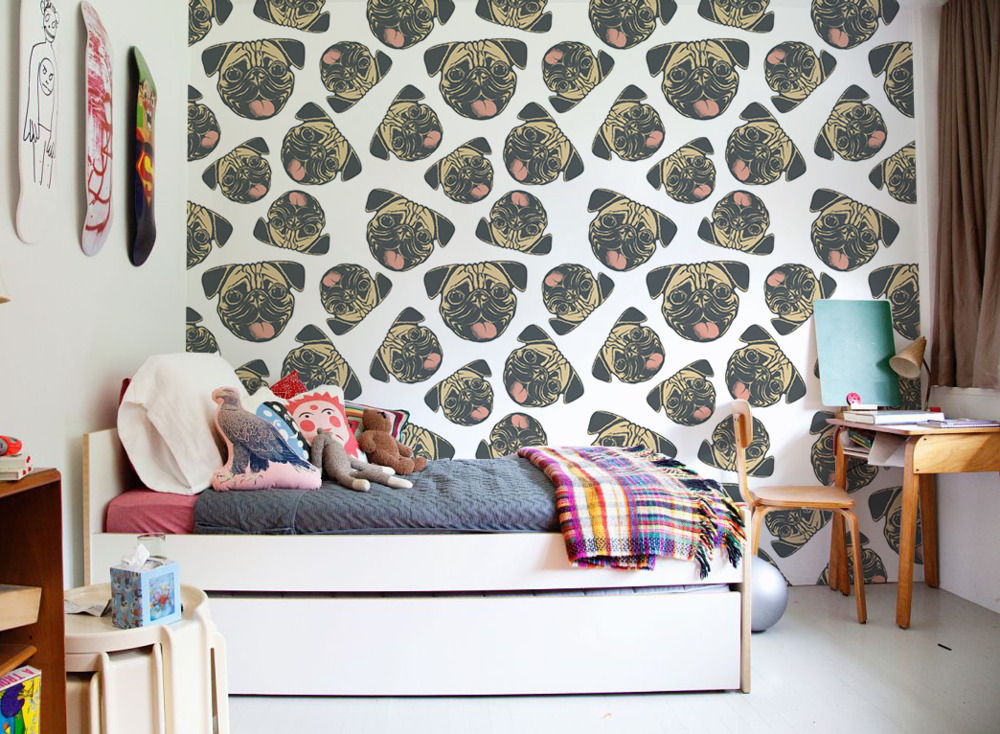 fototapeta do pokoju chłopca pies mops